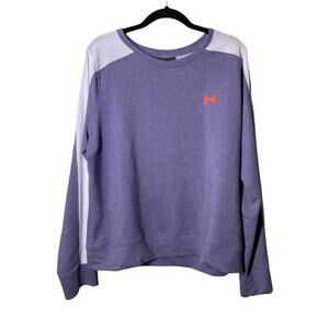 Under Armour Mesh Panel Sweatshirt Purple XL Loose Fit Womens Lavender Light